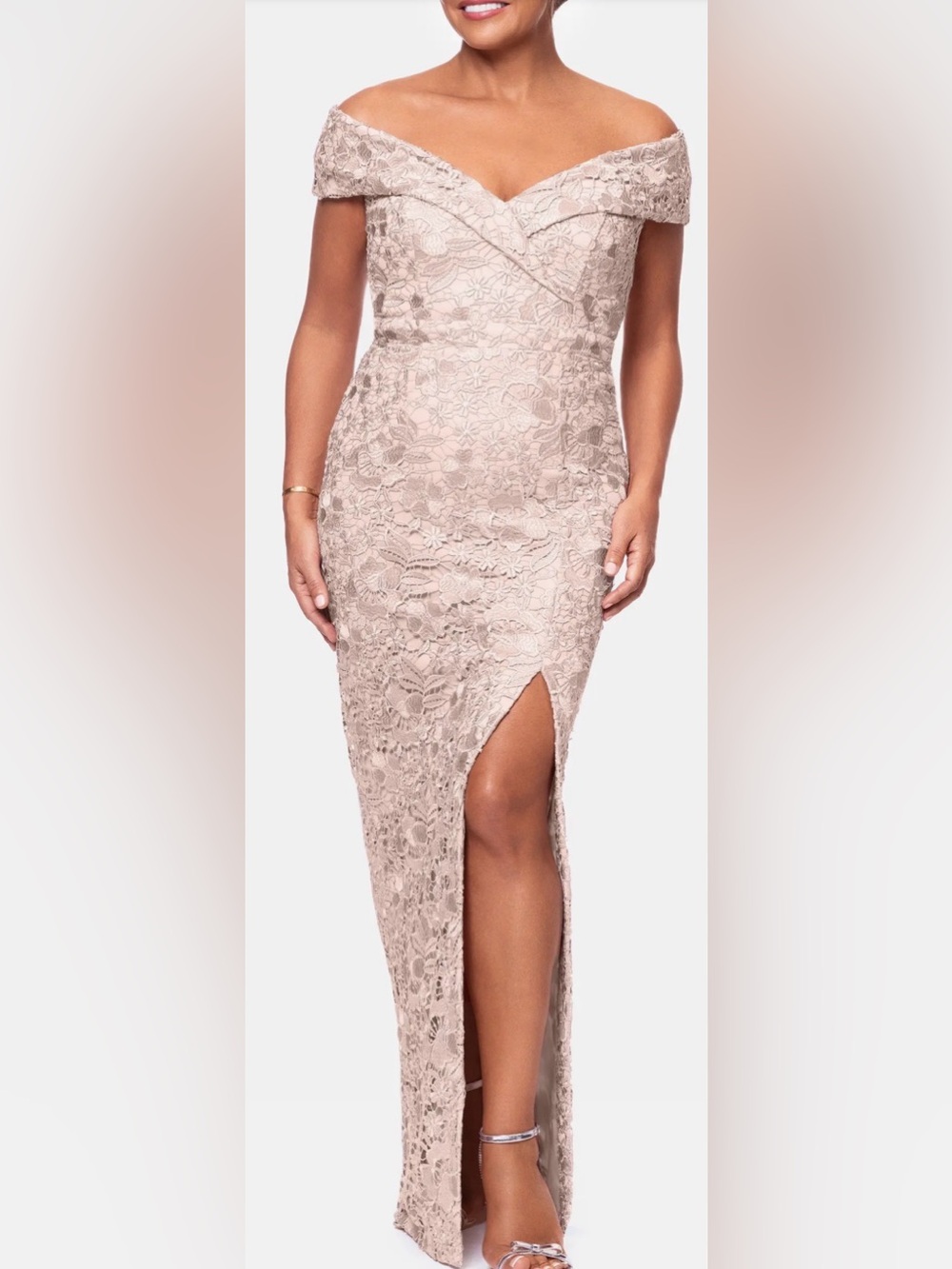 Xscape Blush Pink Floral Lace Gown - Picture 3 of 10